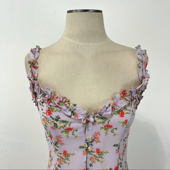 Lovers + Friends- Sun Room Lilac Floral Midi Dress Size XXS. - Picture 2 of 11